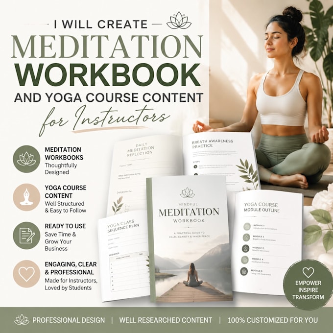 create meditation workbook and yoga course content for instructors