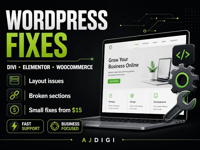 fix wordpress divi elementor woocommerce and website issues