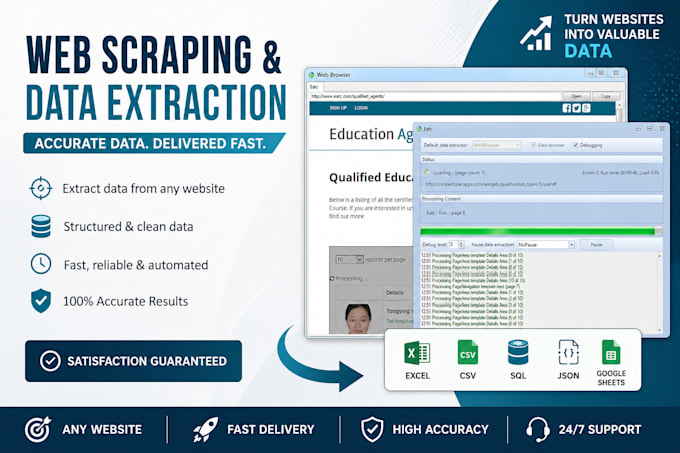 scrape extract record or listing from website using automated tools