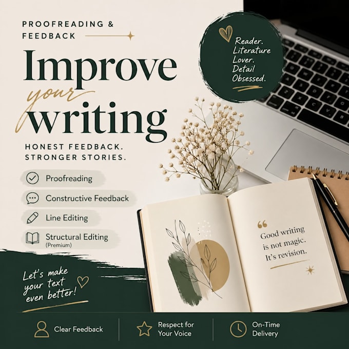 detailed proofreading and honest feedback for your writing
