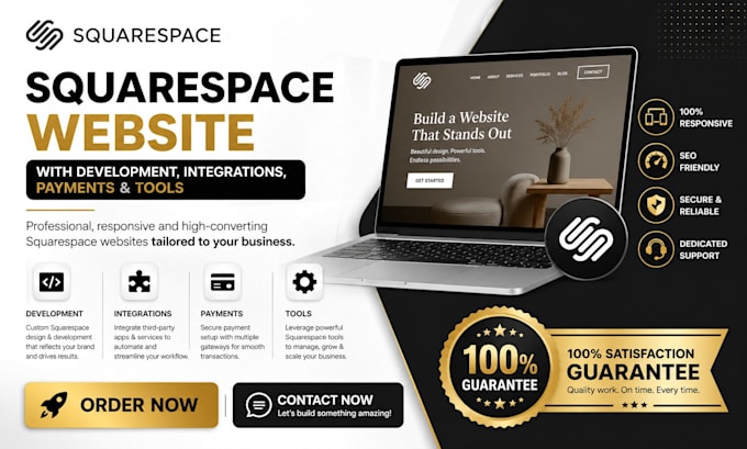 create squarespace website with development, integrations, payments and tools