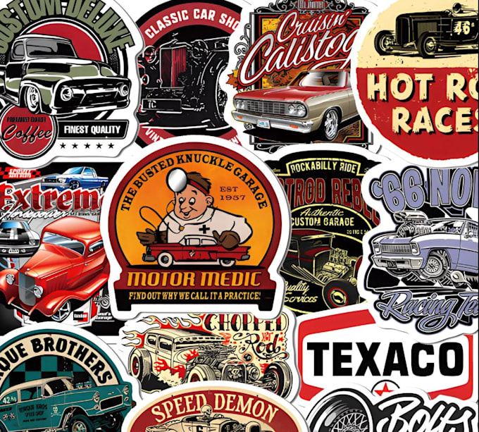 Race Retro Logo Design retro racing classic car and car stickers logo by Caraender | Fiverr
