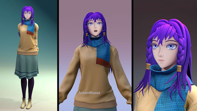 create anime 3d characters for unity, unreal engine