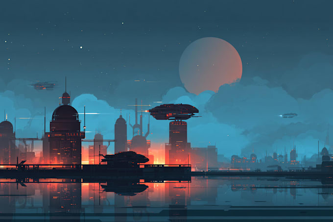 do cyberpunk scifi futuristic city