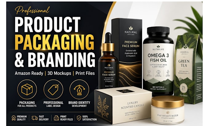 do packaging design, amazon product box, label design and professional branding