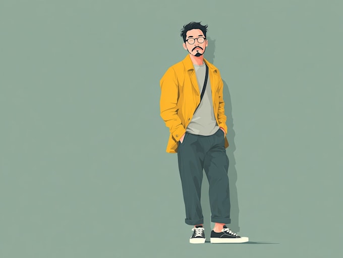draw vector character in a flat, modern style
