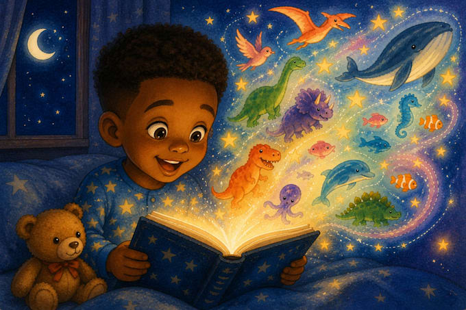 illustrate childrens story book with custom watercolor art
