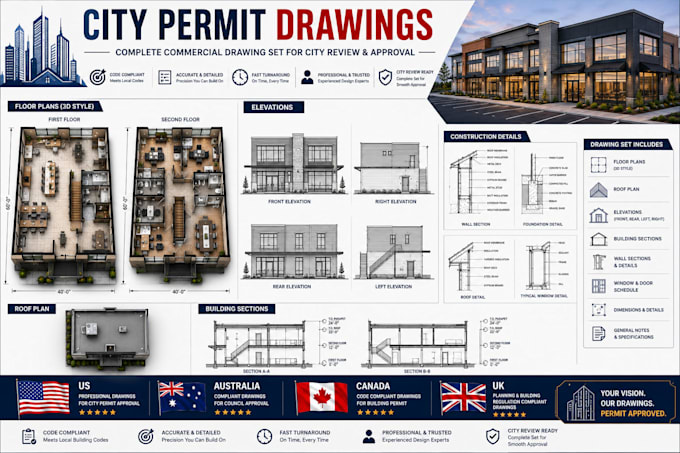 provide city permit drawings for residential and commercial projects