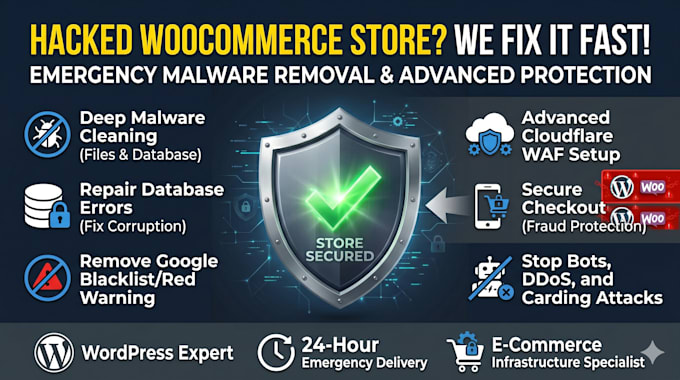 recover hacked site fix woocommerce security setup CDN cache
