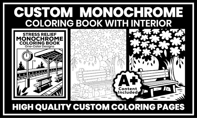 create custom unique monochrome coloring book pages for amazon KDP in any niche