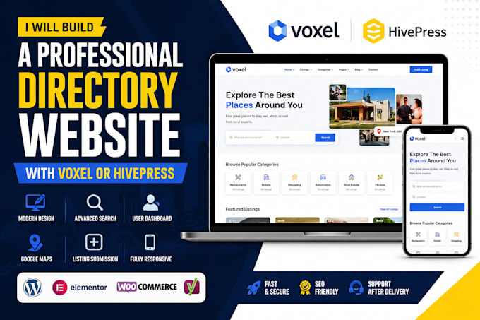 build a professional directory website with voxel or hivepress
