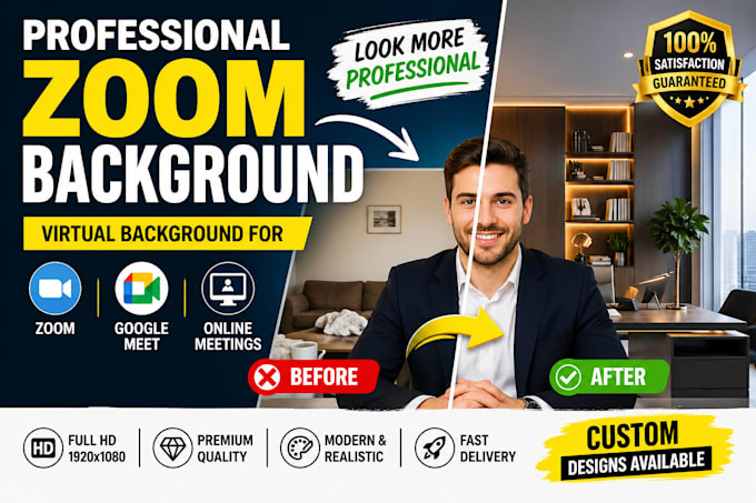 Design clean and professional virtual backgrounds for zoom meetings by ...