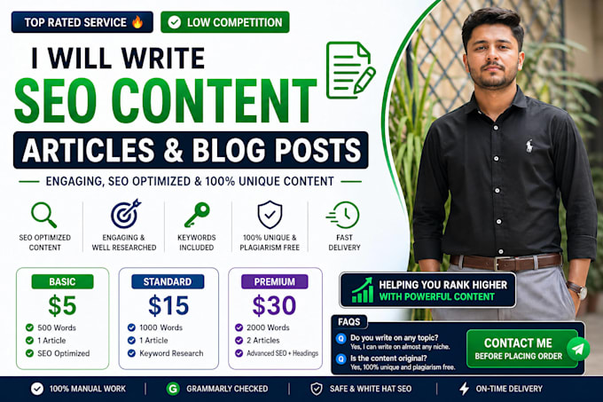 write affiliate blog posts and SEO articles for your website