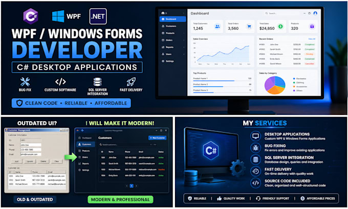 develop wpf desktop application or windows forms software