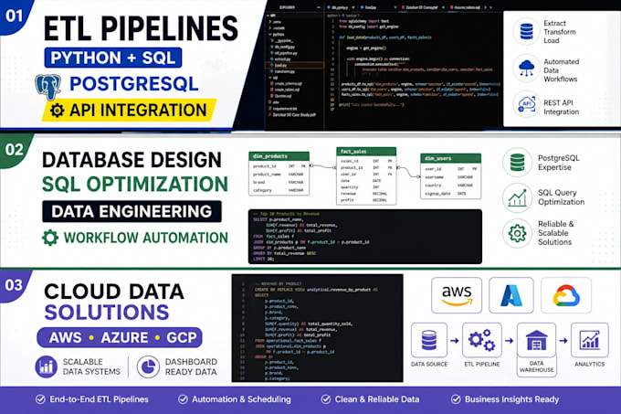 build scalable etl data pipelines using python sql and postgresql