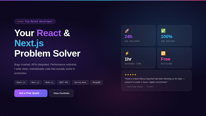 fix react next js bugs and do API integration fast