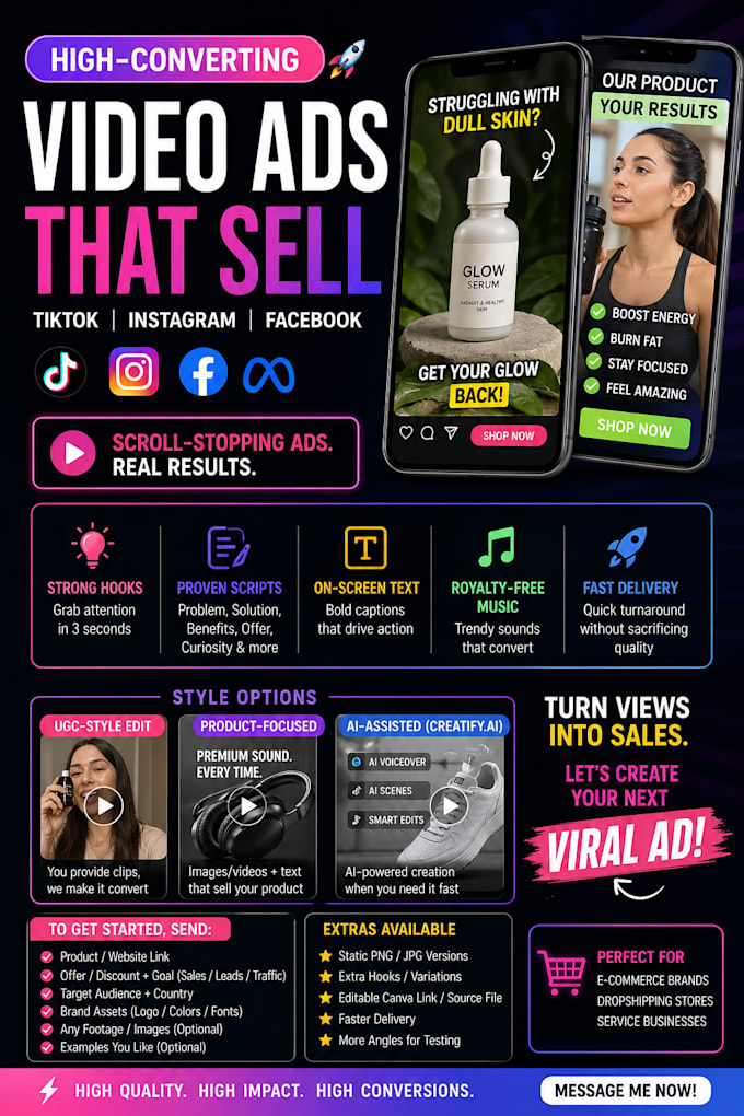 create viral tiktok and meta video ads for beauty brands in 24 hours