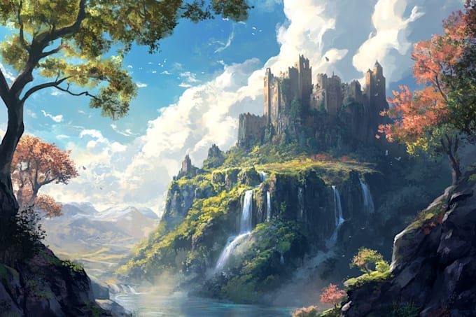 stylized environment concept art, fantasy background