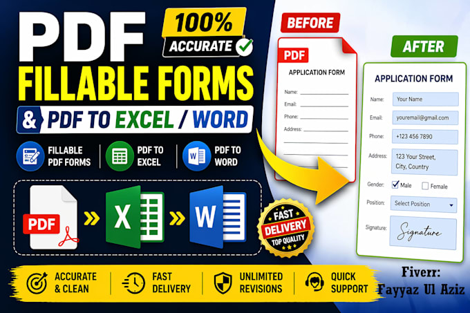 create fillable PDF forms and convert PDF to excel or word
