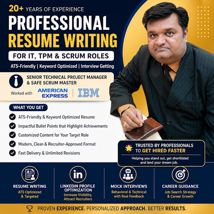 write ats friendly resume for IT, scrum master, and project manager roles