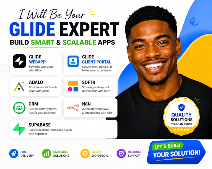 be your glide expert glide webapp client portal adalo softr crm n8n supabase
