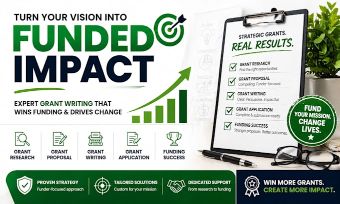 secure funding with grant writing, proposal, research, application