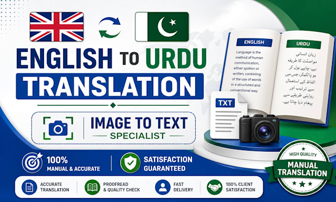 do manual english to urdu translation and image to text
