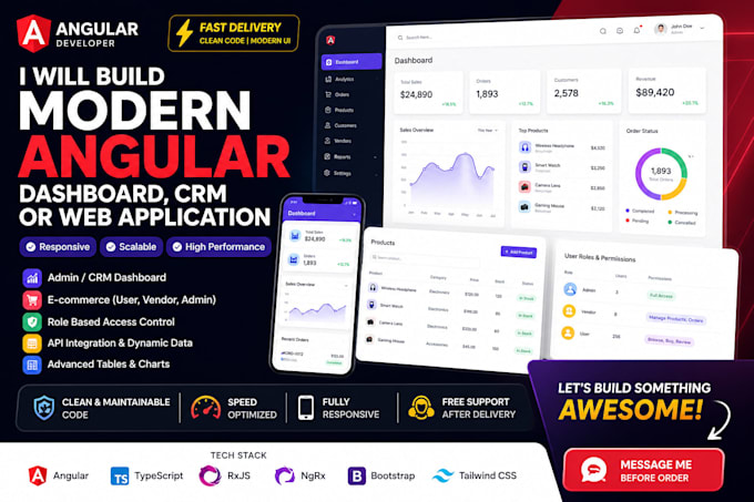 Construire un tableau de bord admin angular moderne, crm ou interface d ...