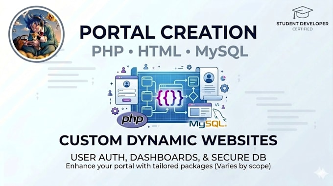 build a website or web portal with PHP, mysql, js, HTML