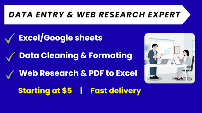 do data entry, excel cleaning, copy paste and web research