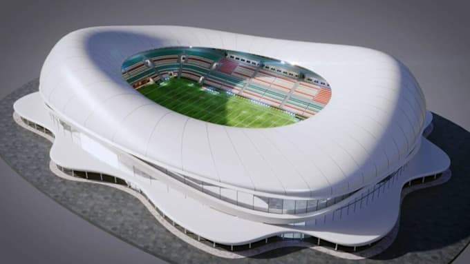create 3d sport field, 3d interior stadium design