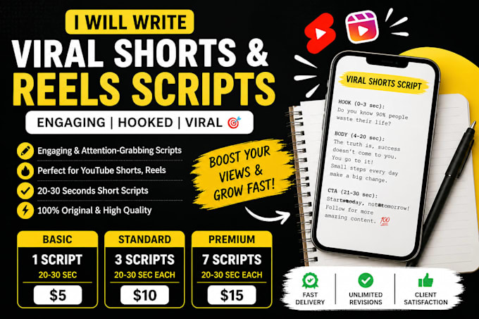 write viral youtube shorts and instagram reels scripts