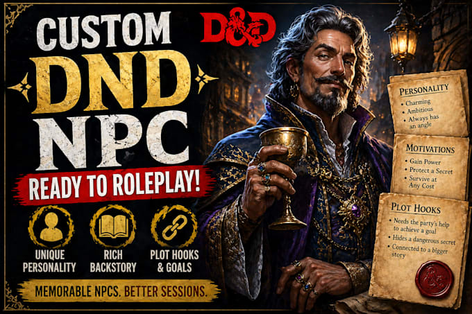 create a custom dnd npc with personality story and plot hooks