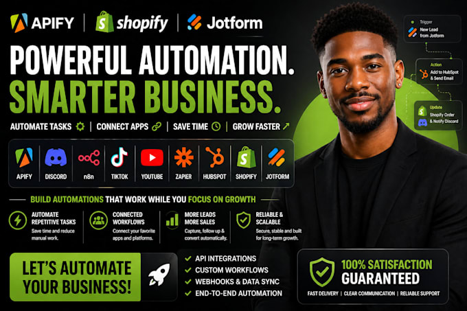 Do apify discord n8n tiktok youtube zapier hubspot shopify jotform ...
