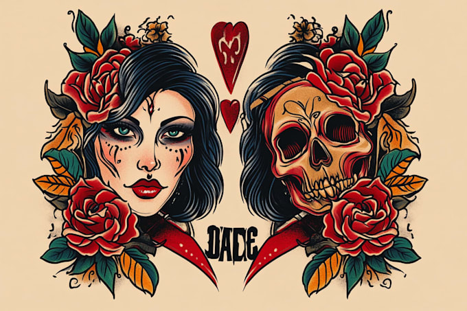 do unique illustration design a tattoo flash sheet