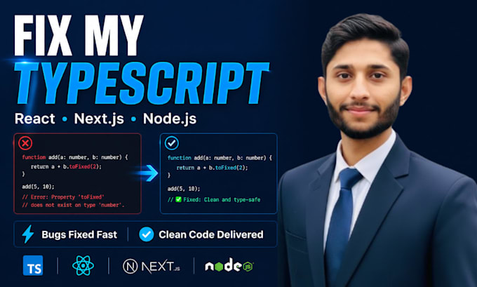 fix typescript errors, react bugs, and next js issues fast