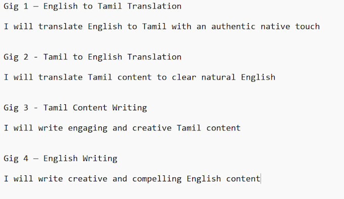 do tamil and english content writing