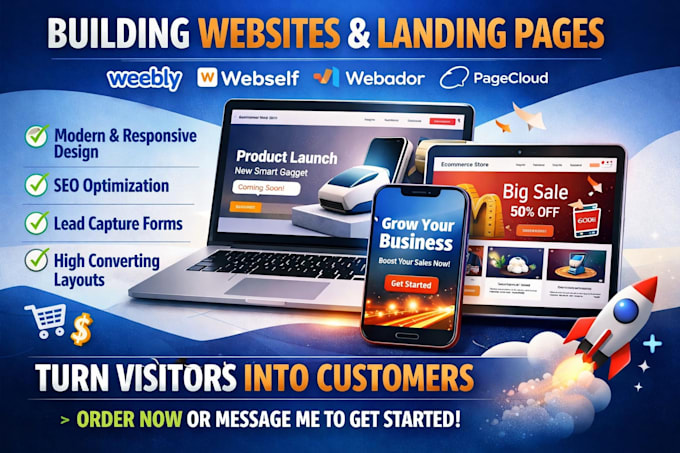 build weebly webself webador pagecloud products landing page website design