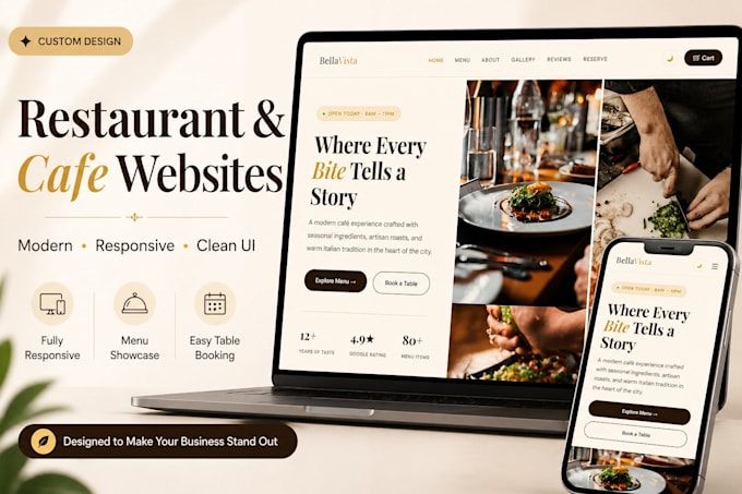 design and develop a modern restaurant or cafe website