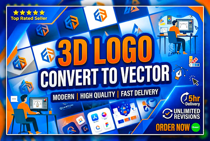 vectorize 3d logo to editable svg with fast delivery