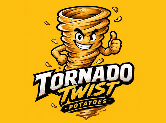 create tornado twist potatoes mascot logo for your company
