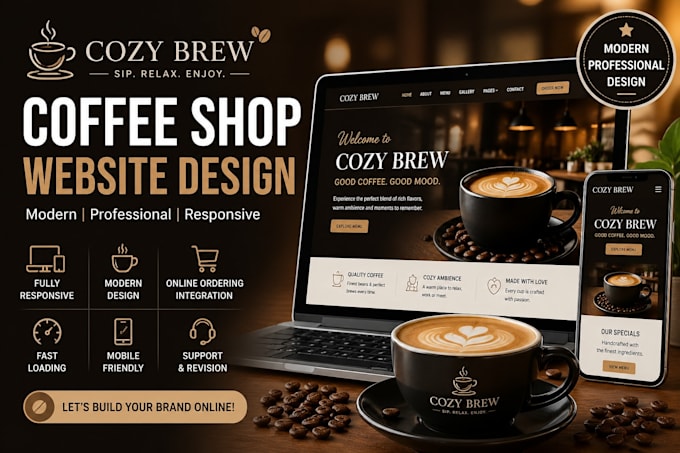 design a modern coffee shop website with responsive design
