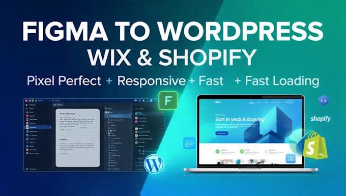 convert your design to wordpress, wix or shopify website