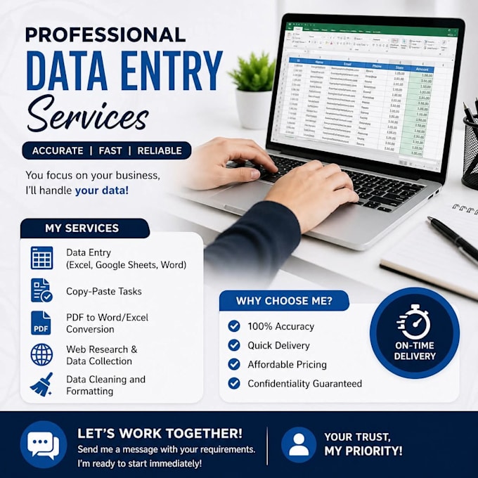 do professional data entry, excel data cleaning, copy paste, and web research