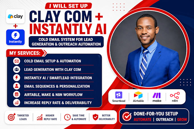 create clay com table automation workflow b2b cold email outreach instantly ai
