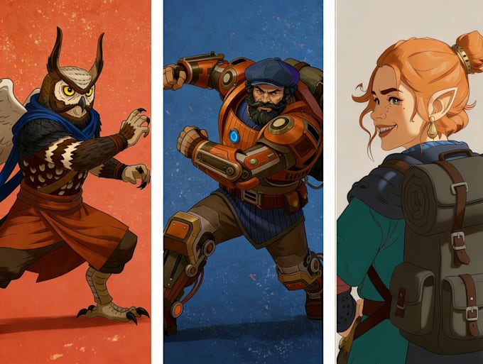 create a complex character design sheet