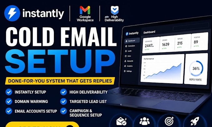 setup instantly cold email outreach with lead domain warming high deliverability