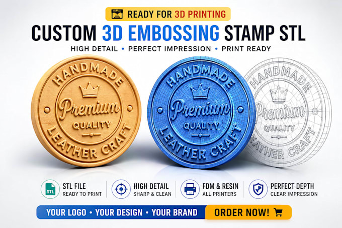 design custom 3d embossing stamp stl files for 3d printing
