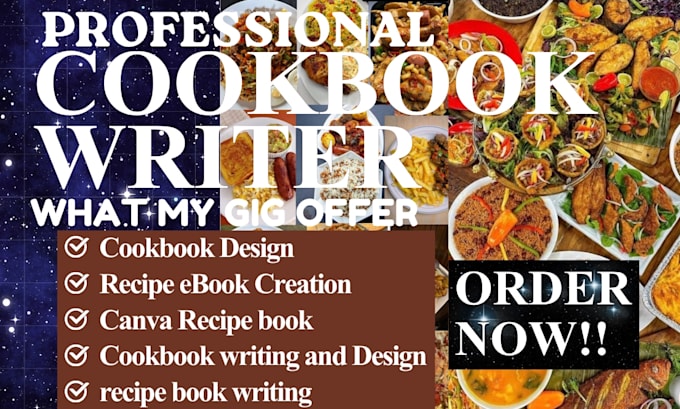 ghostwrite a professional cookbook, recipe book, and ebook