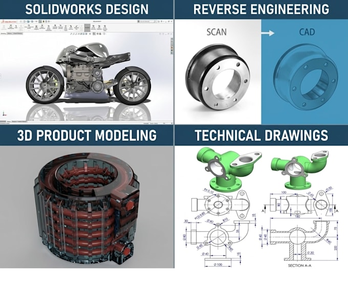 Design professional solidworks product design, 3d cad model, technical ...